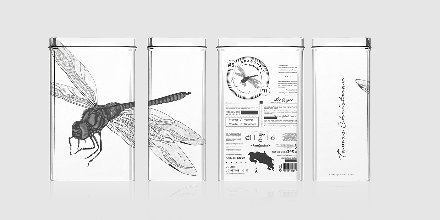 大自然的奇跡，蜻蜓主題的咖啡品牌包裝設計